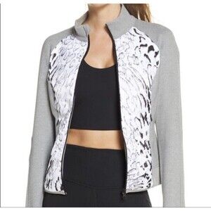 Blanc Noir Jacket Womens Medium Vector Thindown White Black Gray Heather Zip Up